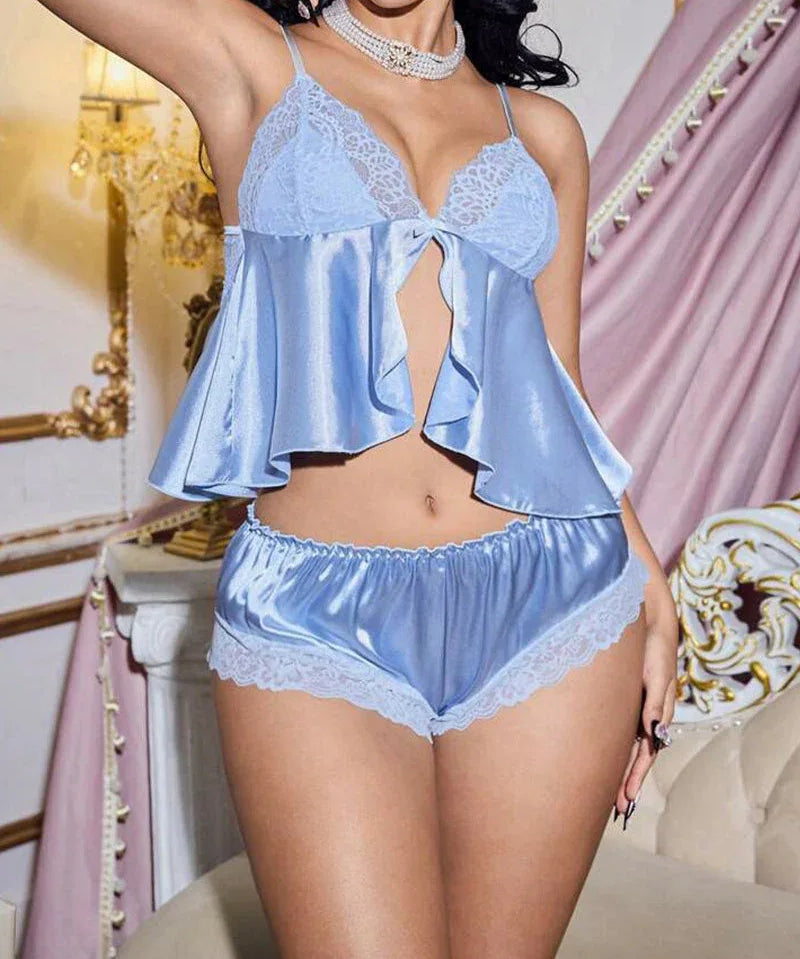 Elif Pijama de Lujo para Mujeres con Detalles de Encaje y Volantes para Dormir y Relajarse - Hala Madrid