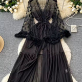 Keira Kimono De Encaje Transparente Para Mujer Con Detalles En Corazón Seductor Y Elegante Bata De Lencería