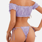 Conjunto De Pijama En Malla Transparente Sexy Gigi Con Diseño Asimétrico De Un Hombro Para Sentirse Femenina