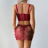 Conjunto De Lencería Amber Rouge Désir Bustier Esculpido Falda Con Recortes Y Braguita A Juego