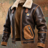 Anselmo - Chaqueta de cuero marrón cálida