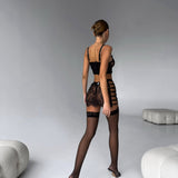 Conjunto De Lencería Amber Rouge Désir Bustier Esculpido Falda Con Recortes Y Braguita A Juego