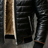 Gonzalo - Chaqueta de plumón negra con forro de sherpa