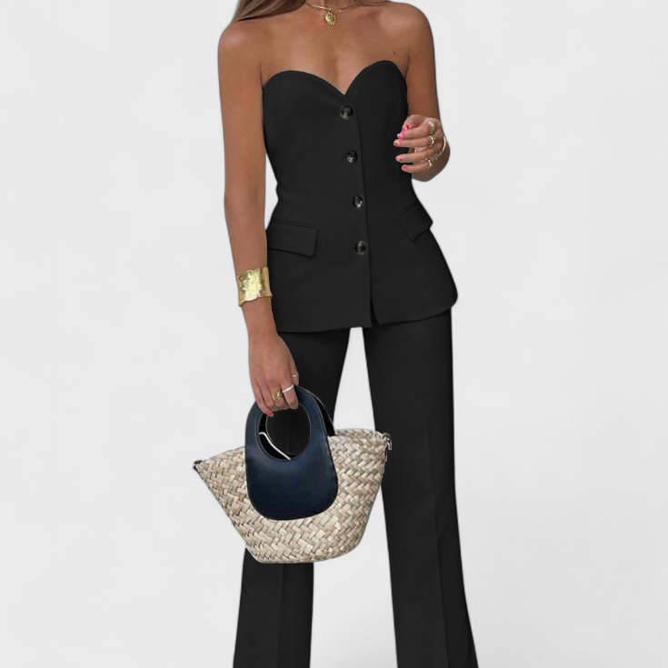 Sara | Conjunto Relajado sin Mangas y Pierna Ancha