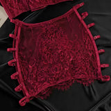 Conjunto De Lencería Amber Rouge Désir Bustier Esculpido Falda Con Recortes Y Braguita A Juego