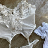 Conjunto de Lencería de Novia Elegante Leyla con Encaje Floral Delicado y Corte Favorecedor