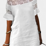 Inés | Vestido Casual de Lino con Encaje y Cuello Barco