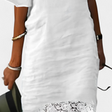 Inés | Vestido Casual de Lino con Encaje y Cuello Barco