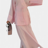 Penélope | Conjunto de Camisa Escote en V y Falda con Abertura