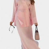 Penélope | Conjunto de Camisa Escote en V y Falda con Abertura