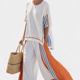 ELENA | CONJUNTO ÉTNICO CON RAYAS Y CORTE HOLGADO