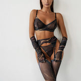 Amanda Lencería Conjunto Tie Dye de 5 Piezas Completo para Realzar Tus Curvas y Brillar