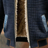 Sancho - Chaqueta de plumas negra con detalles de denim