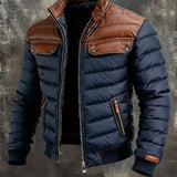 Bonifacio - Chaqueta acolchada azul marino de piel