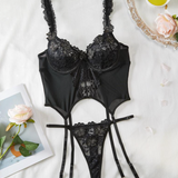 Conjunto de Lencería de Novia Elegante Leyla con Encaje Floral Delicado y Corte Favorecedor