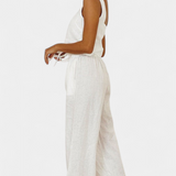 Marta | Conjunto de Lino con Blusa sin Mangas y Pantalón Fluido