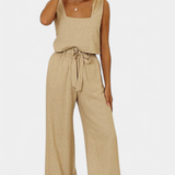 Marta | Conjunto de Lino con Blusa sin Mangas y Pantalón Fluido