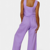 Marta | Conjunto de Lino con Blusa sin Mangas y Pantalón Fluido