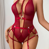 Renee Body Sin Espalda En Malla Transparente Con Tirantes Metálicos Finos Y Estilo Moderno