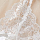 Julia Bata De Noche De Encaje Sensual Con Escote En V Profundo Y Tanga Exquisita