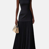 CLAUDIA | VESTIDO LARGO SIN MANGAS CON PLIEGUES