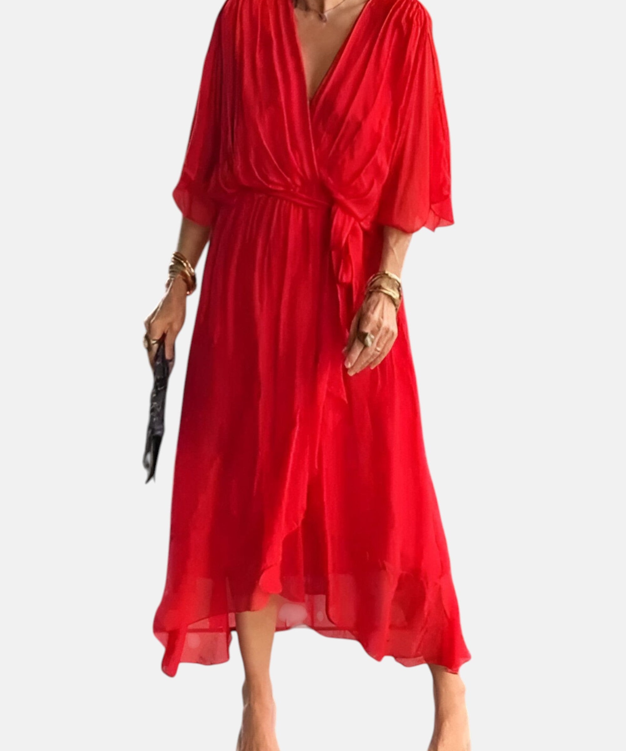 LETICIA | VESTIDO MIDI CON CINTURA DE LAZO