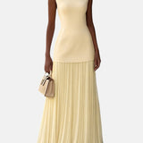 CLAUDIA | VESTIDO LARGO SIN MANGAS CON PLIEGUES