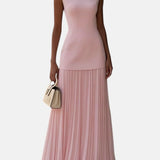 CLAUDIA | VESTIDO LARGO SIN MANGAS CON PLIEGUES