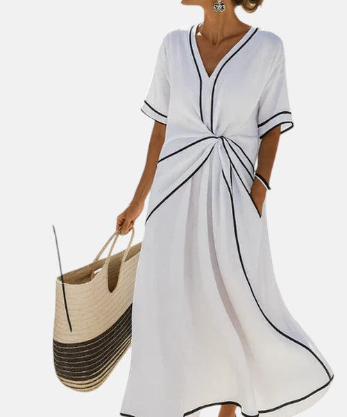 CARLOTA | VESTIDO DE LINO CON DETALLE DRAPEADO