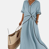 CARLOTA | VESTIDO DE LINO CON DETALLE DRAPEADO