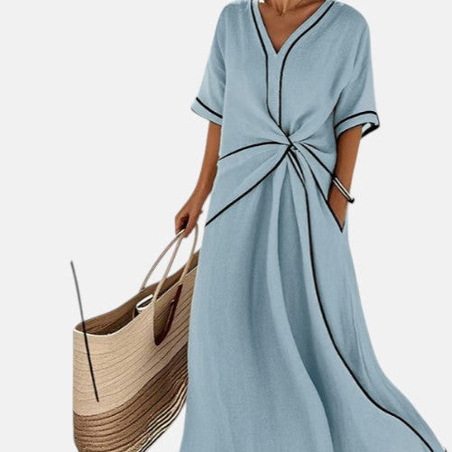 CARLOTA | VESTIDO DE LINO CON DETALLE DRAPEADO