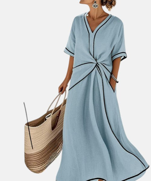 CARLOTA | VESTIDO DE LINO CON DETALLE DRAPEADO