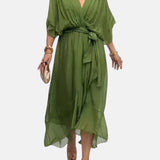 LETICIA | VESTIDO MIDI CON CINTURA DE LAZO