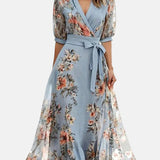 VALERIA | VESTIDO MIDI CON CUELLO EN V Y ESTAMPADO FLORAL