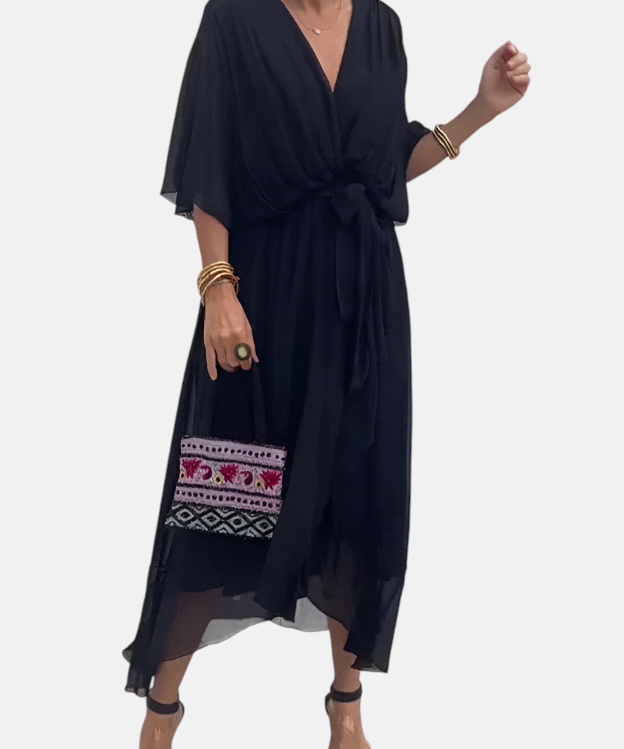 LETICIA | VESTIDO MIDI CON CINTURA DE LAZO