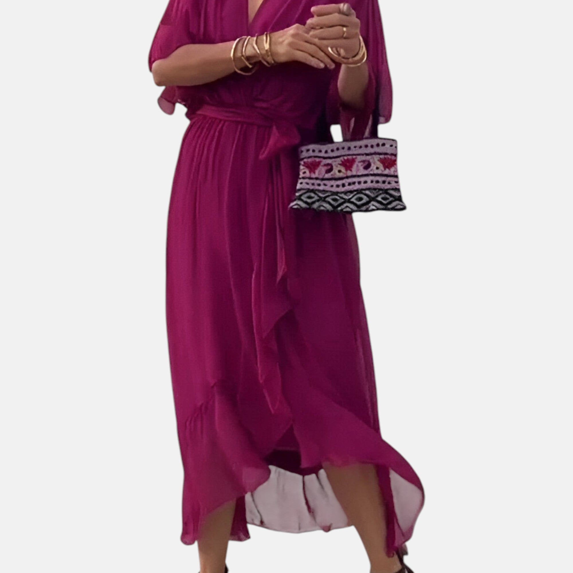 LETICIA | VESTIDO MIDI CON CINTURA DE LAZO