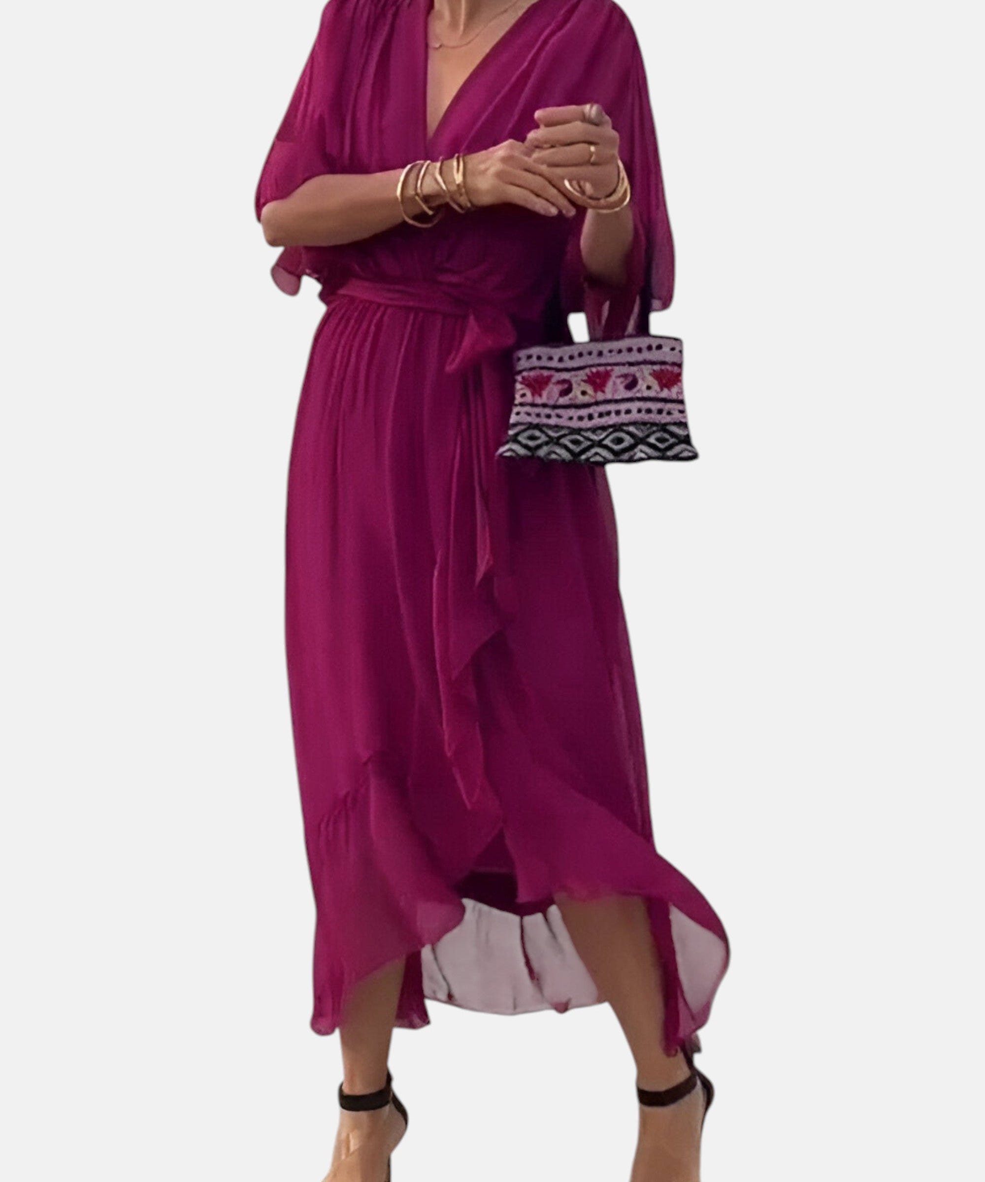 LETICIA | VESTIDO MIDI CON CINTURA DE LAZO