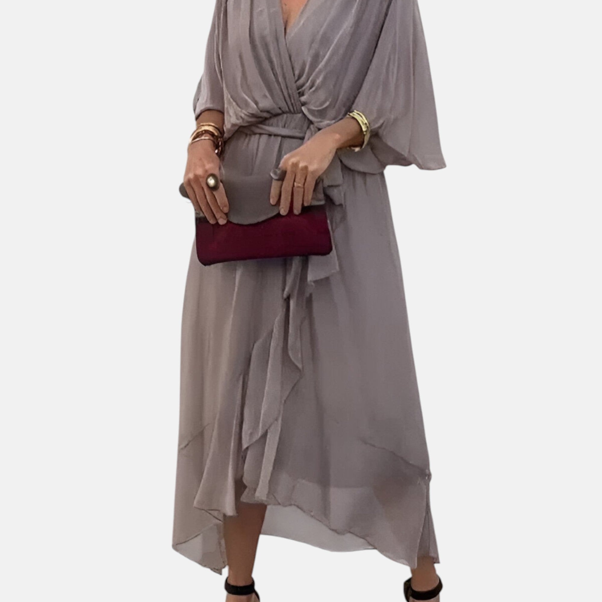 LETICIA | VESTIDO MIDI CON CINTURA DE LAZO