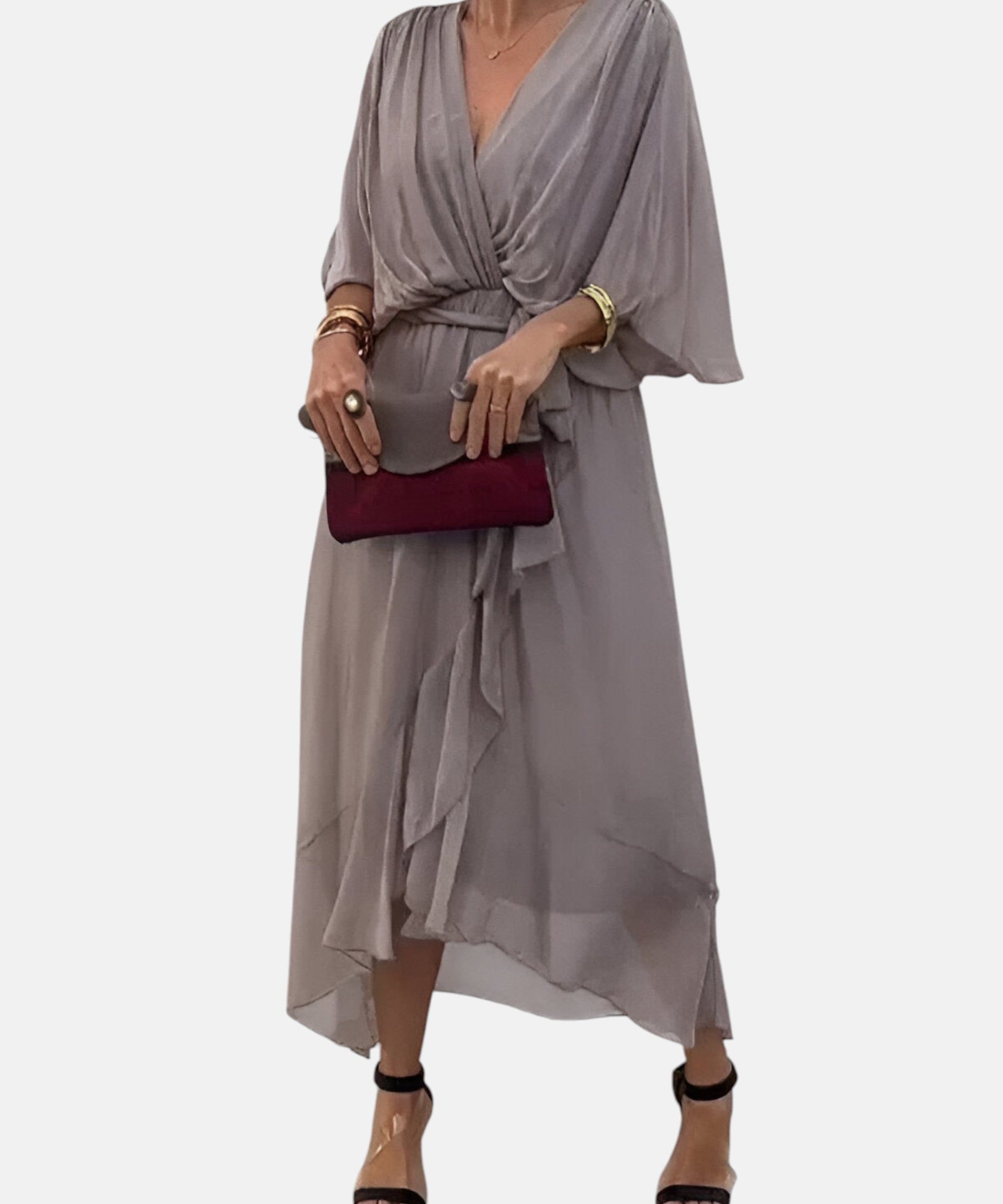 LETICIA | VESTIDO MIDI CON CINTURA DE LAZO