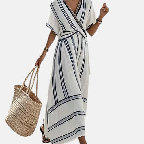 AMALIA | VESTIDO LARGO ELEGANTE CON CUELLO CRUZADO