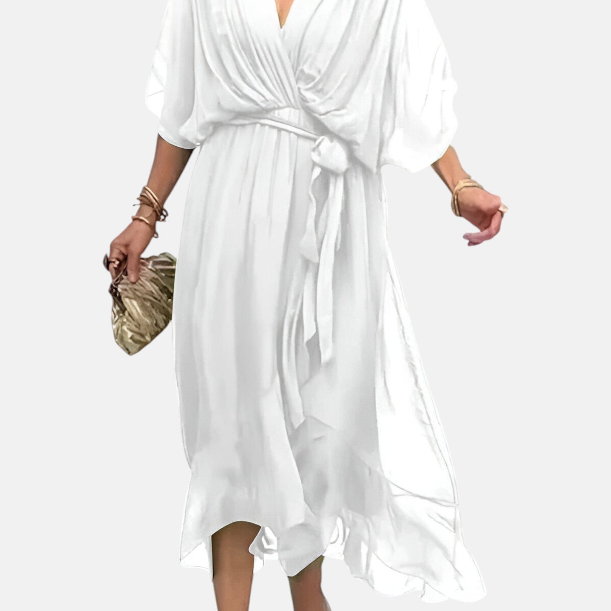 LETICIA | VESTIDO MIDI CON CINTURA DE LAZO