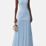 CLAUDIA | VESTIDO LARGO SIN MANGAS CON PLIEGUES