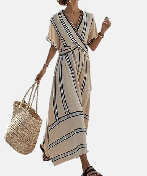 AMALIA | VESTIDO LARGO ELEGANTE CON CUELLO CRUZADO - Hala Madrid