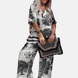 CLAUDIA | TOP ELEGANTE CON CUELLO EN V Y PANTALONES LARGOS